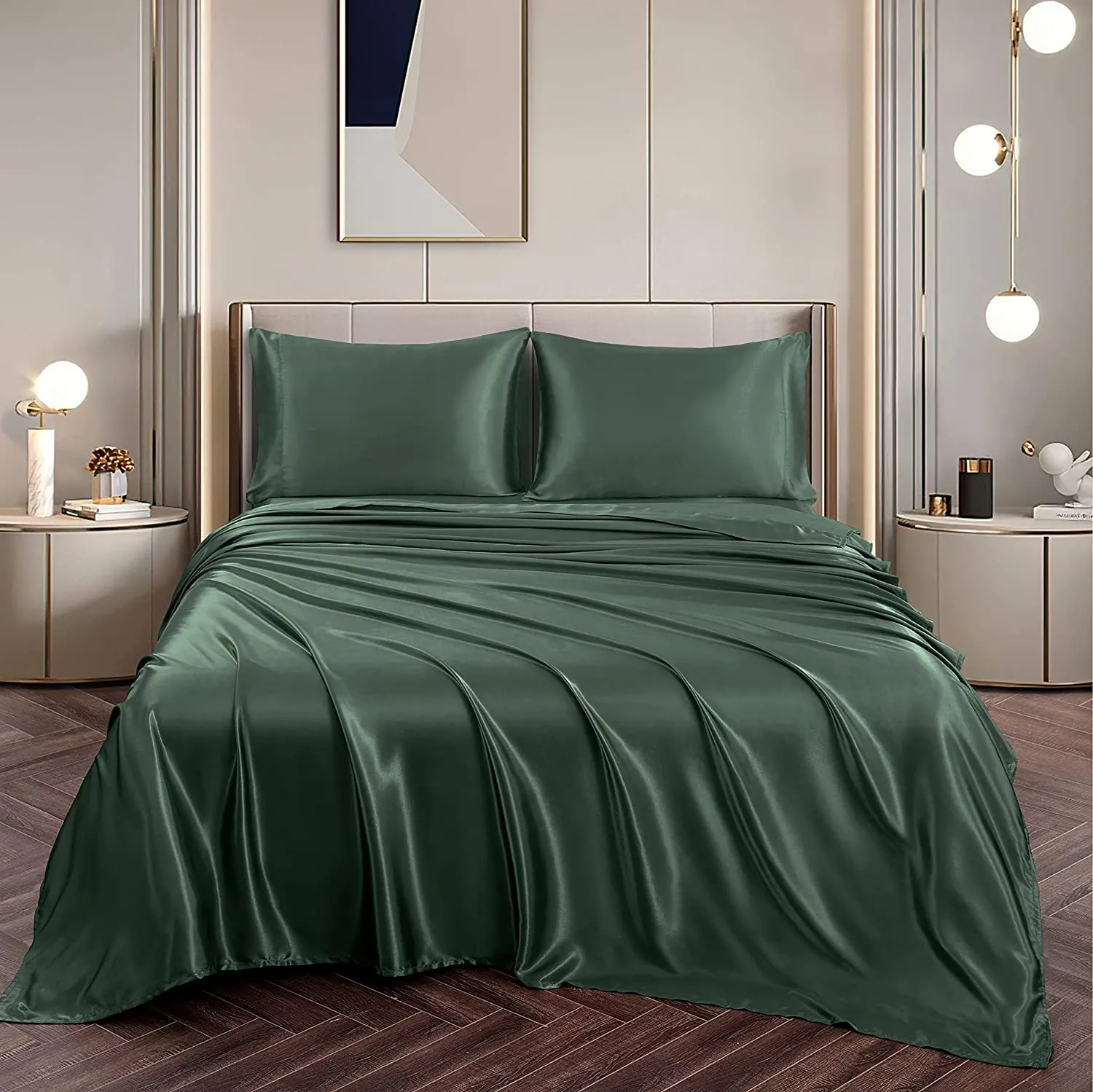 Satin Silky Soft 4 pcs Bed Sheets Set