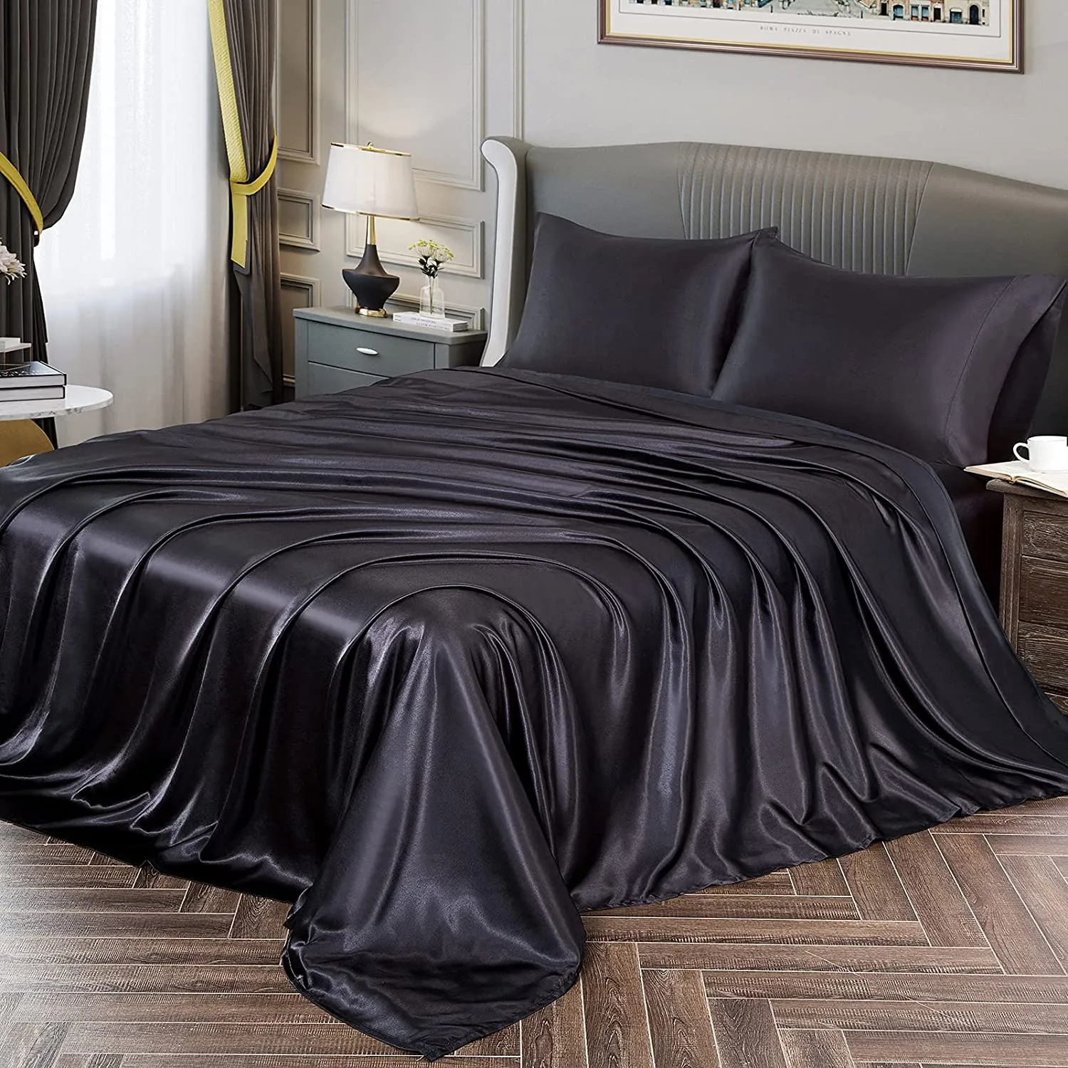 Satin Silky Soft 4 pcs Bed Sheets Set