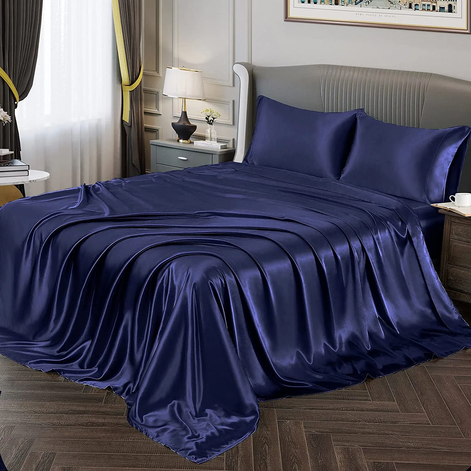 Satin Silky Soft 4 pcs Bed Sheets Set