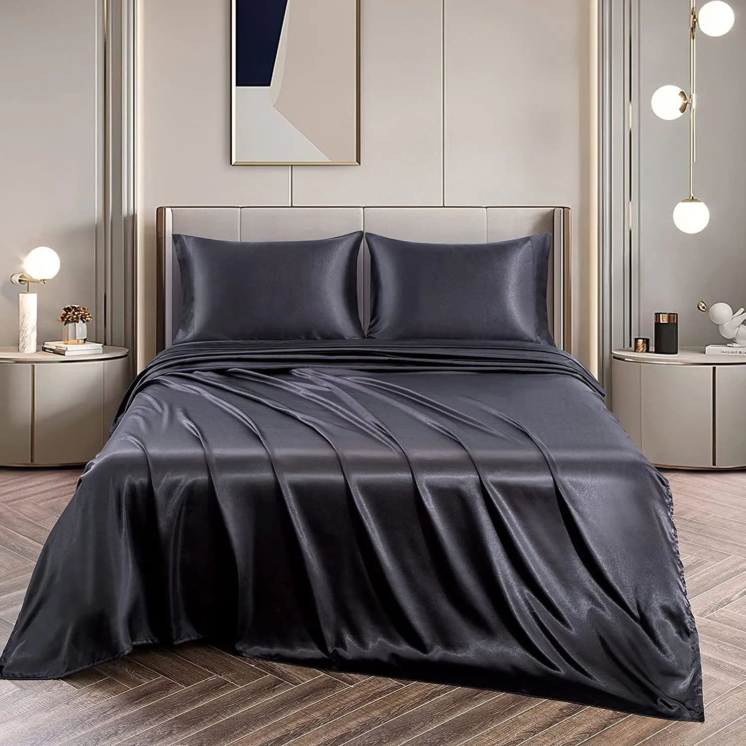 Satin Silky Soft 4 pcs Bed Sheets Set