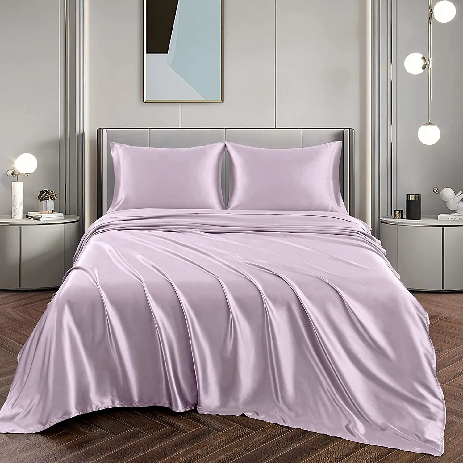 Satin Silky Soft 4 pcs Bed Sheets Set