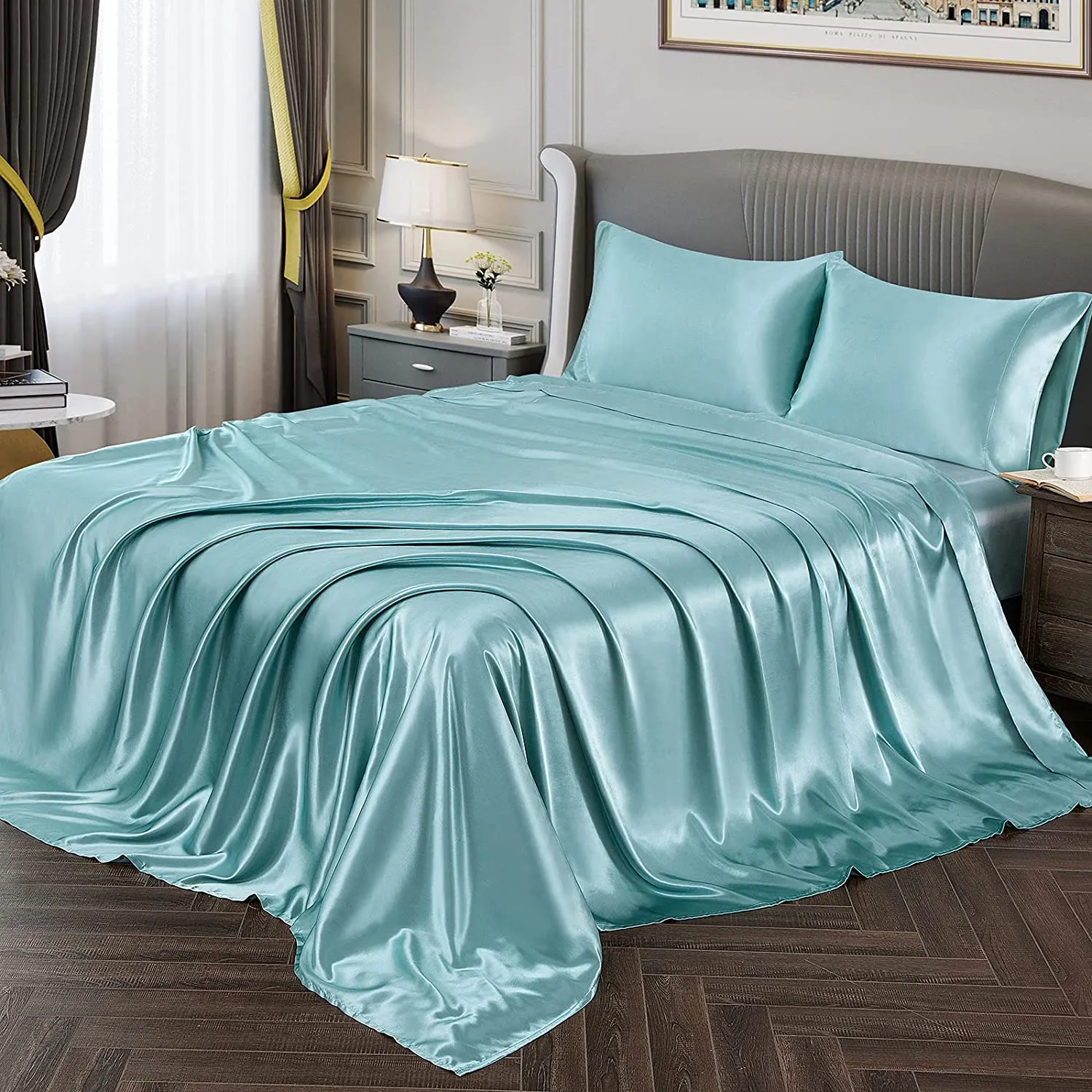 Satin Silky Soft 4 pcs Bed Sheets Set