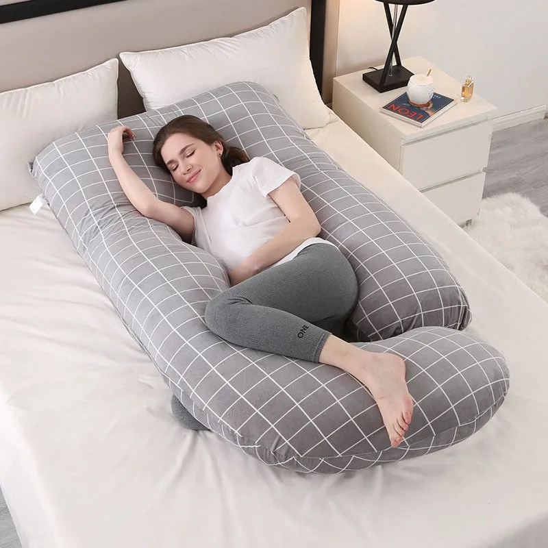 U-Shaped - 100% Premium Quality Maternity Pillows-Grey Check