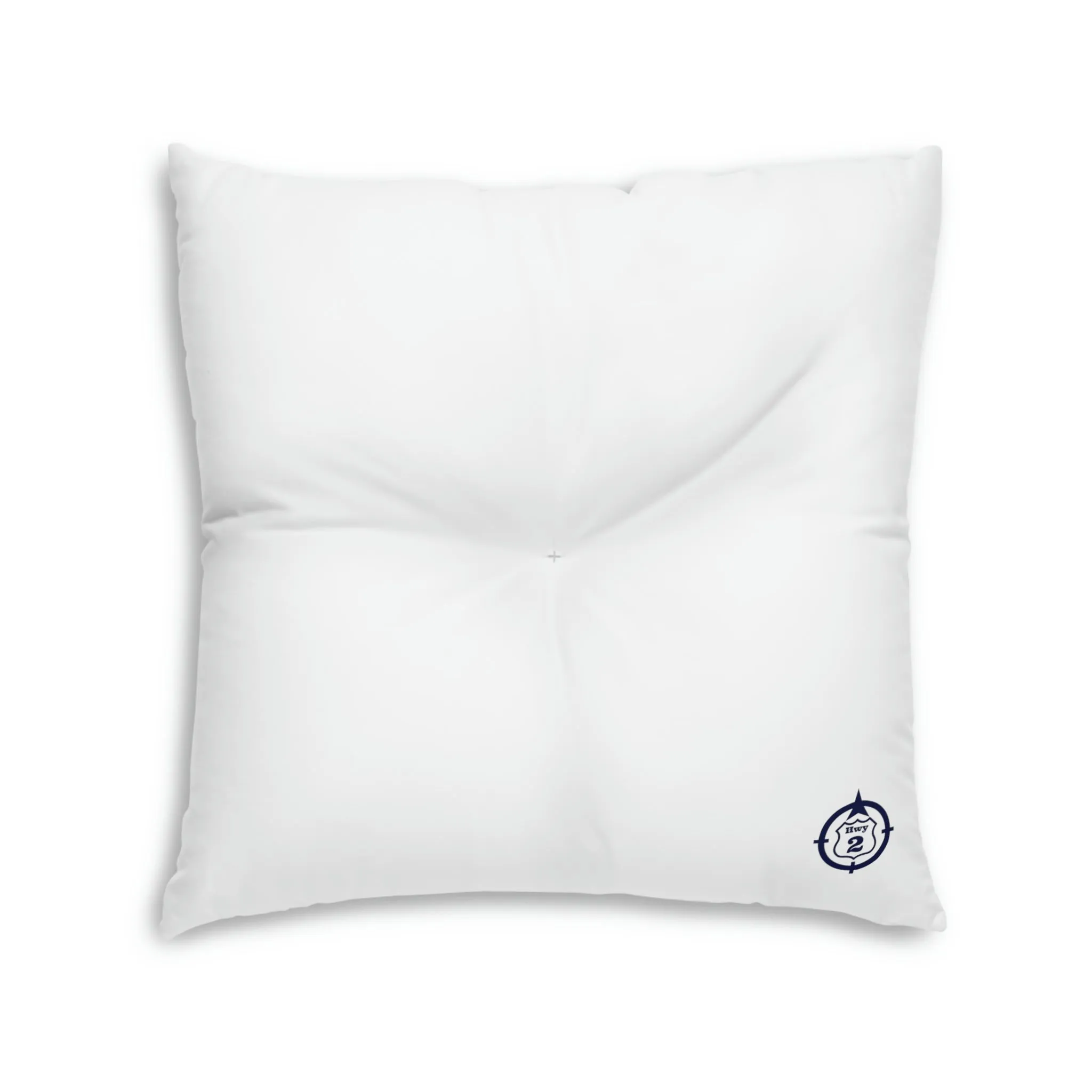 What Happens At The Cabin - WHITE - Tufted Floor Pillow, Square